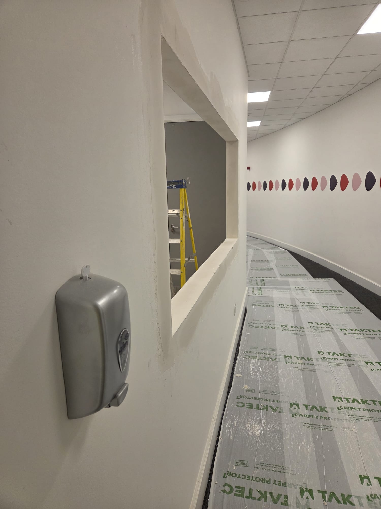 Internal window opening plastered and finished in Dublin commercial space refurbishment