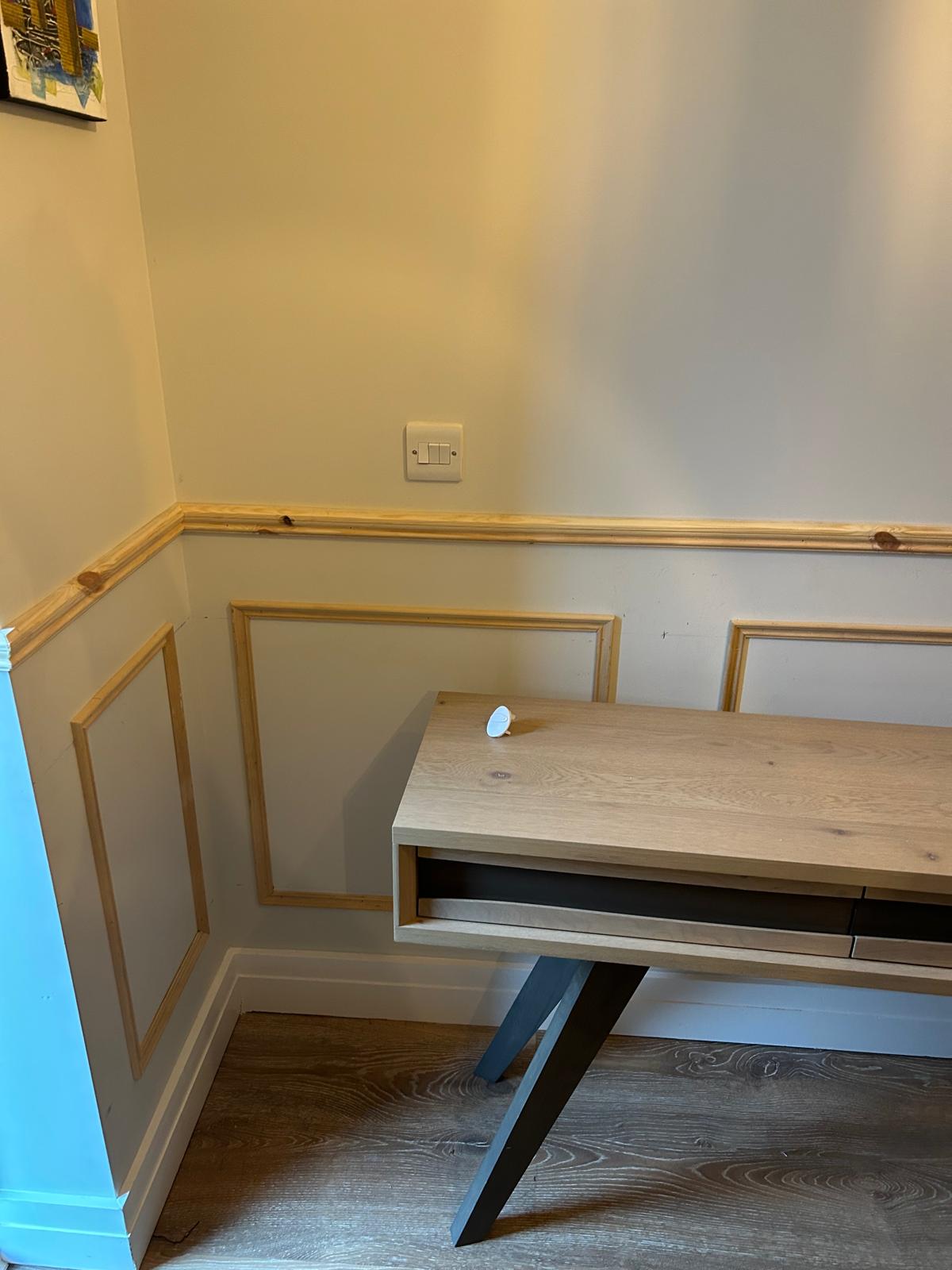 Elegant wall panelling with dado rail fitted by handyman in Kildare