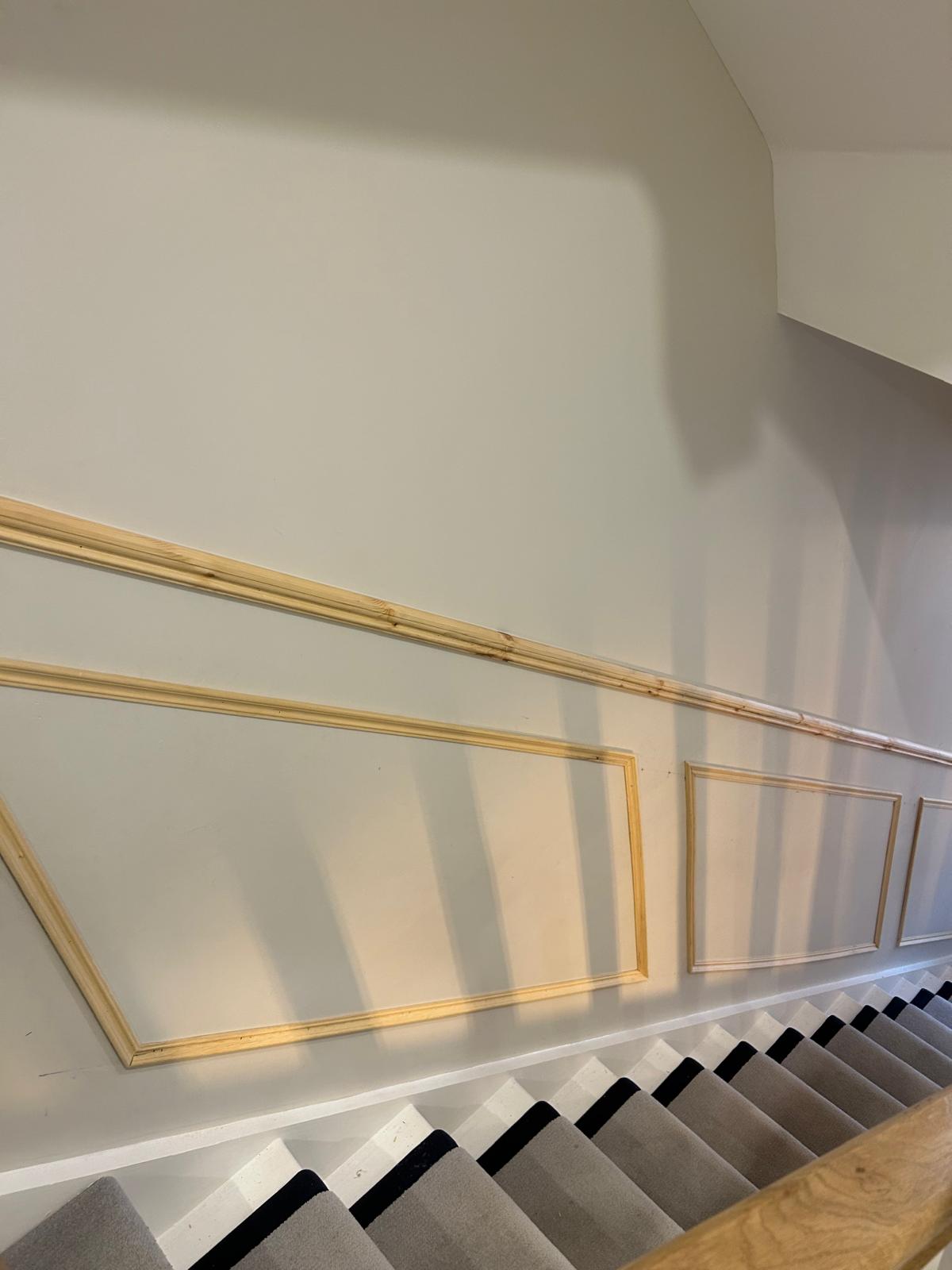 Stairway wall panelling installation in Dublin semi-detached home