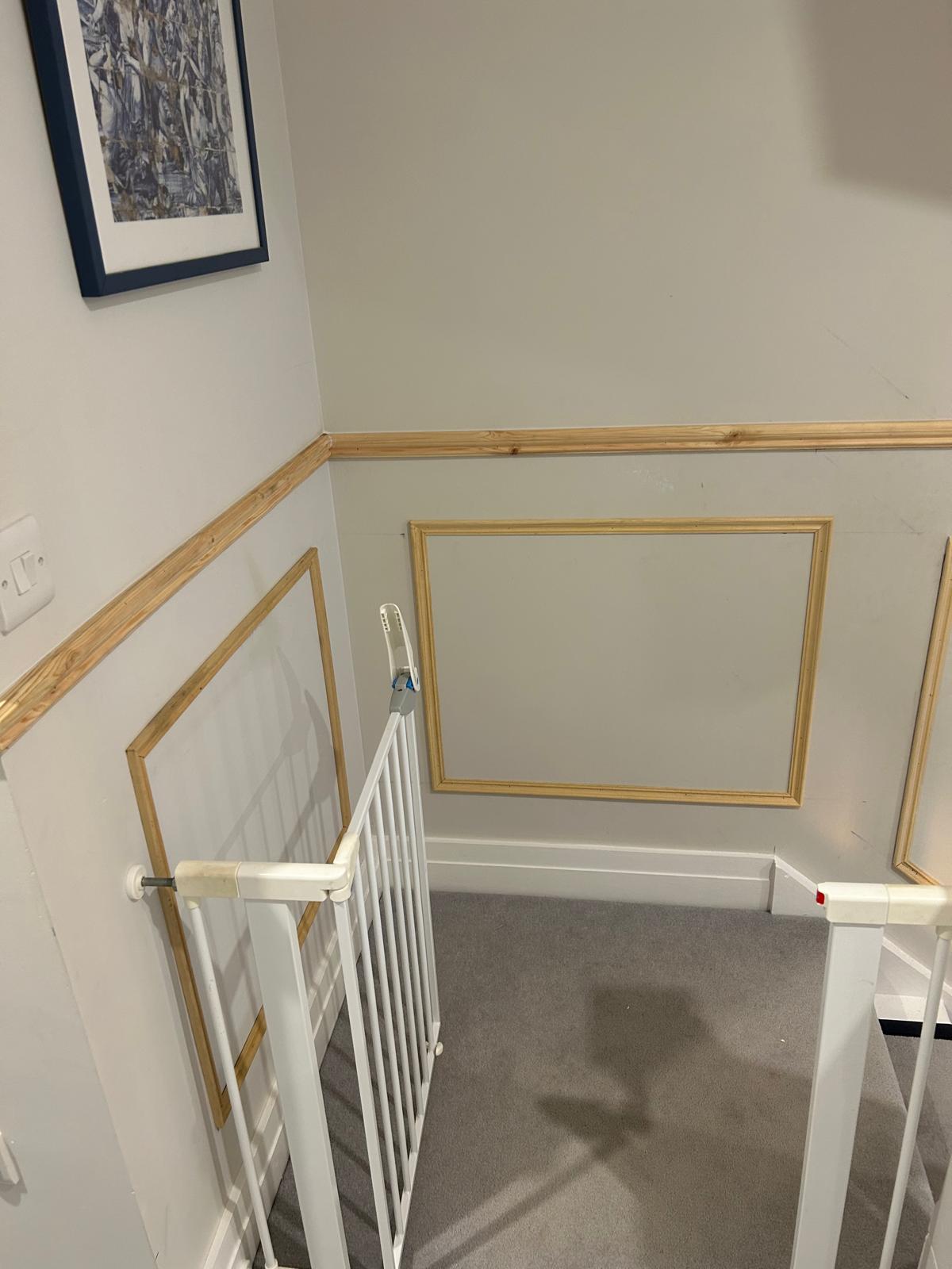 Landing wall panelling painted white in Dublin property