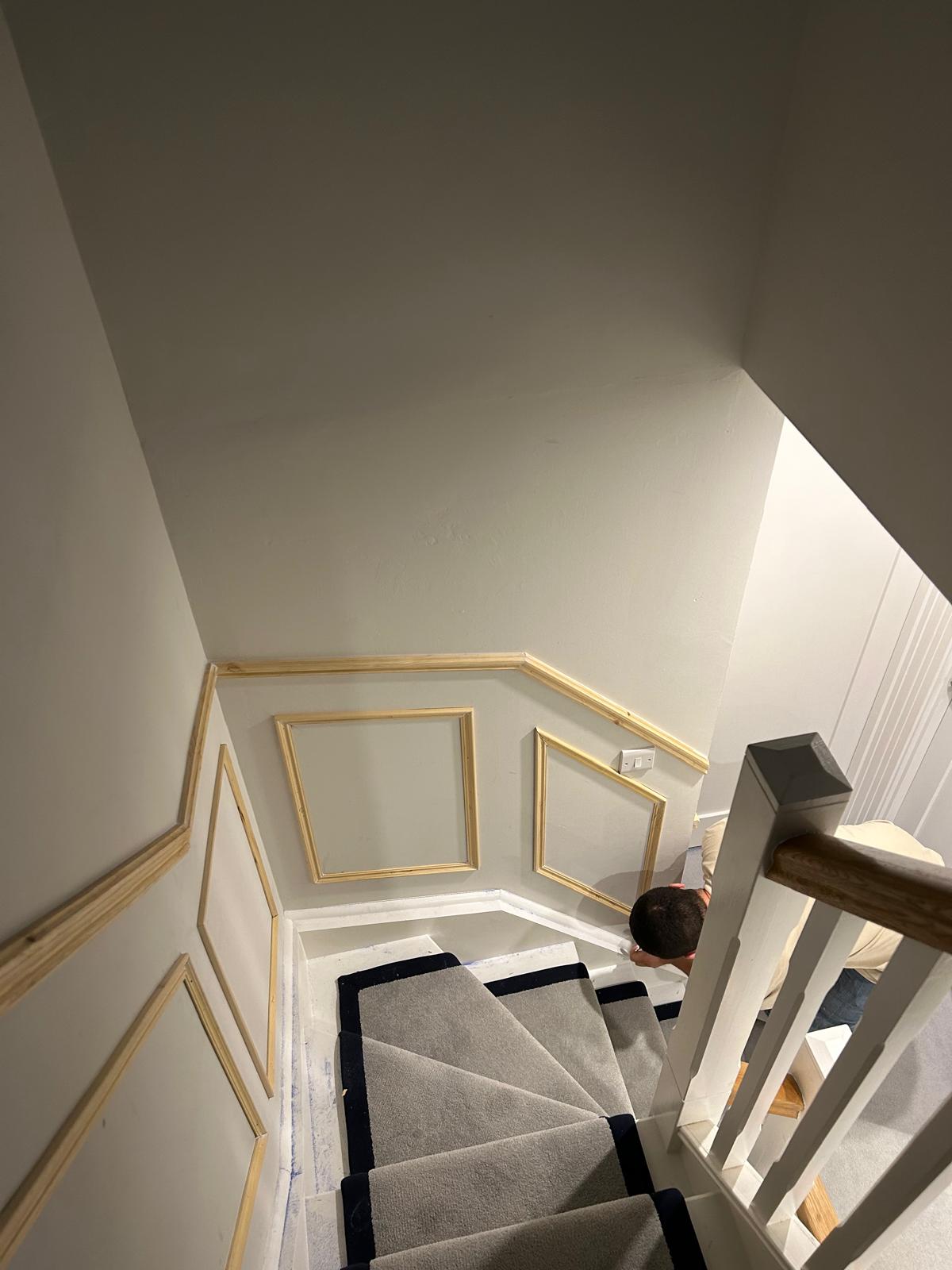 Full staircase wall panelling installation by professional handyman